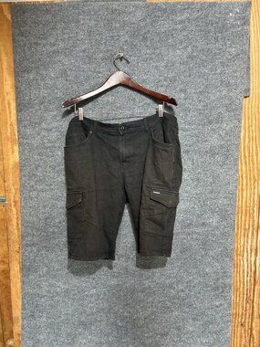 Scott James Cargo Shorts Mens 36 Black Slim Fit Stretch Denim Pockets Casual